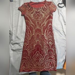 Beautiful Gold and Red Bodycon